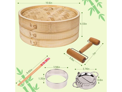Panier vapeur en bambou pour dim sum 10