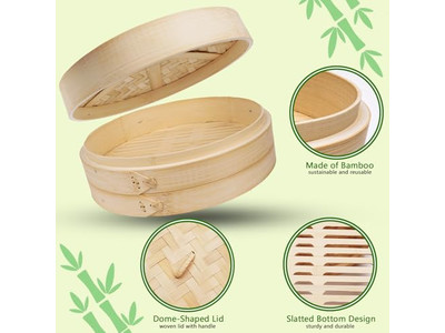 Panier vapeur en bambou pour dim sum 10