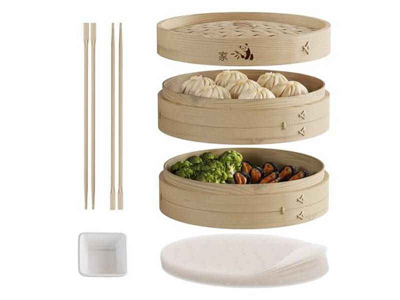 Cuisinière vapeur en bois - Panier vapeur en bambou