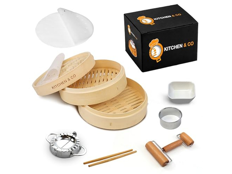 Panier vapeur en bambou pour wok et œufs larges