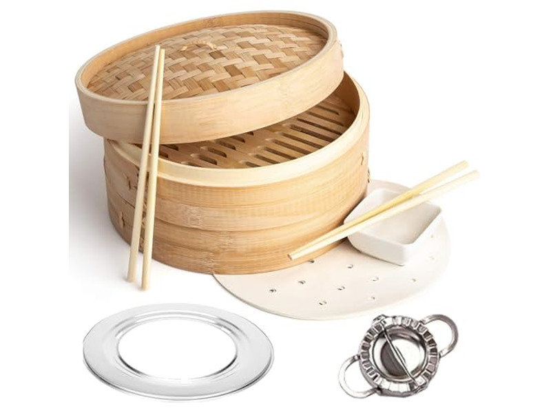 Ensemble en bois pour petits pains et 8 raviolis Panier vapeur en bambou