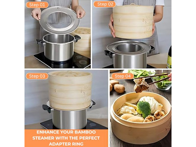 Ensemble en bois pour petits pains et 8 raviolis Panier vapeur en bambou