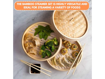 Ensemble en bois pour petits pains et 8 raviolis Panier vapeur en bambou